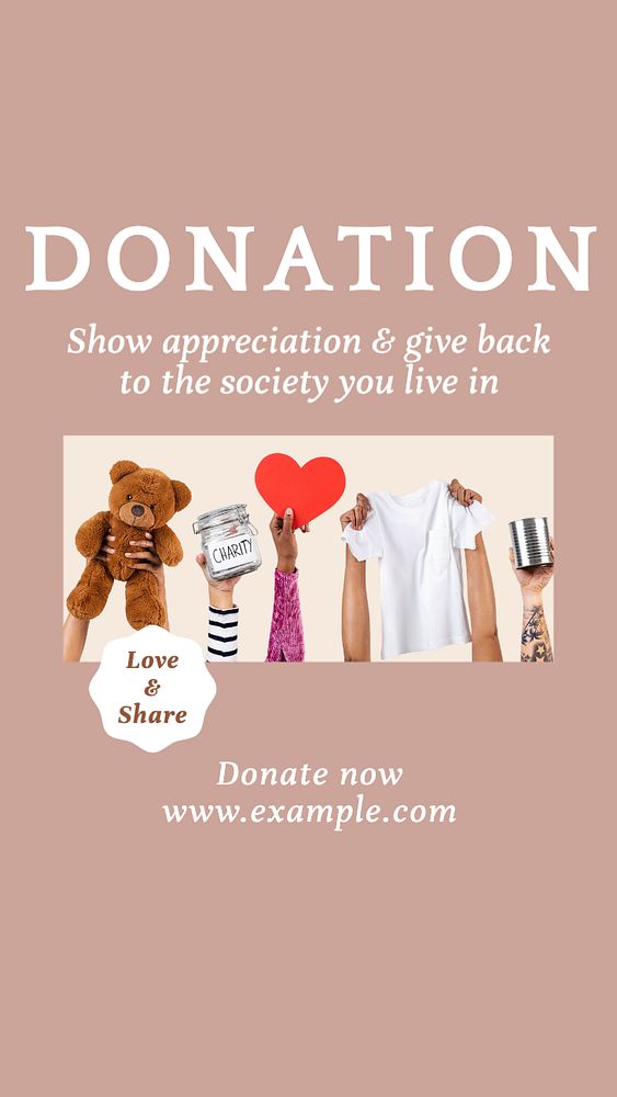 Donation  Instagram story template, editable text