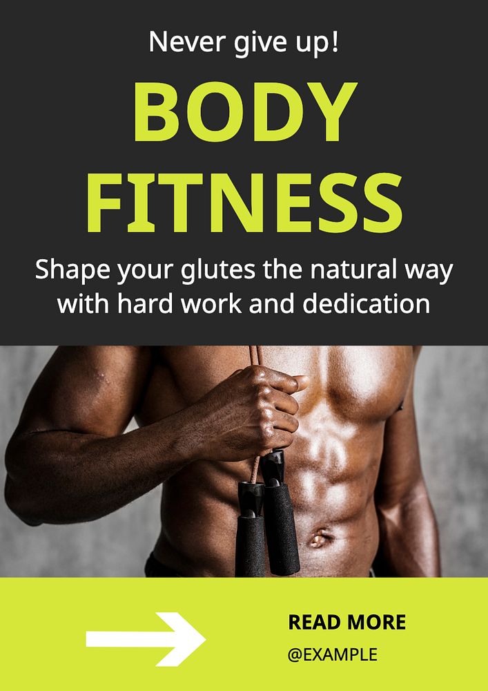 Fitness  poster template, editable text and design