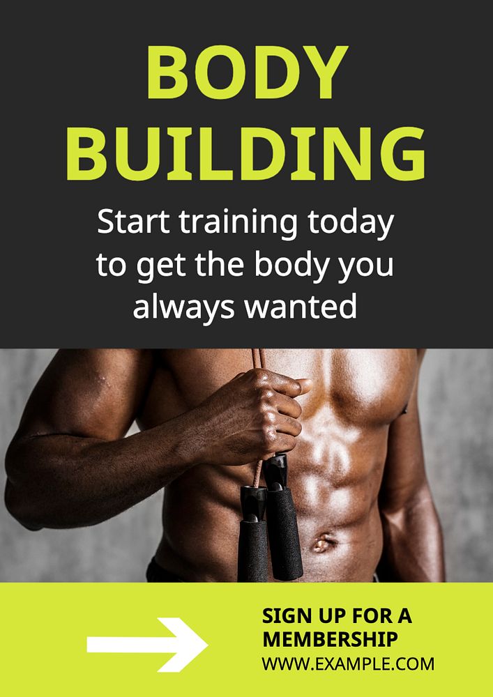 Body building  poster template, editable text and design