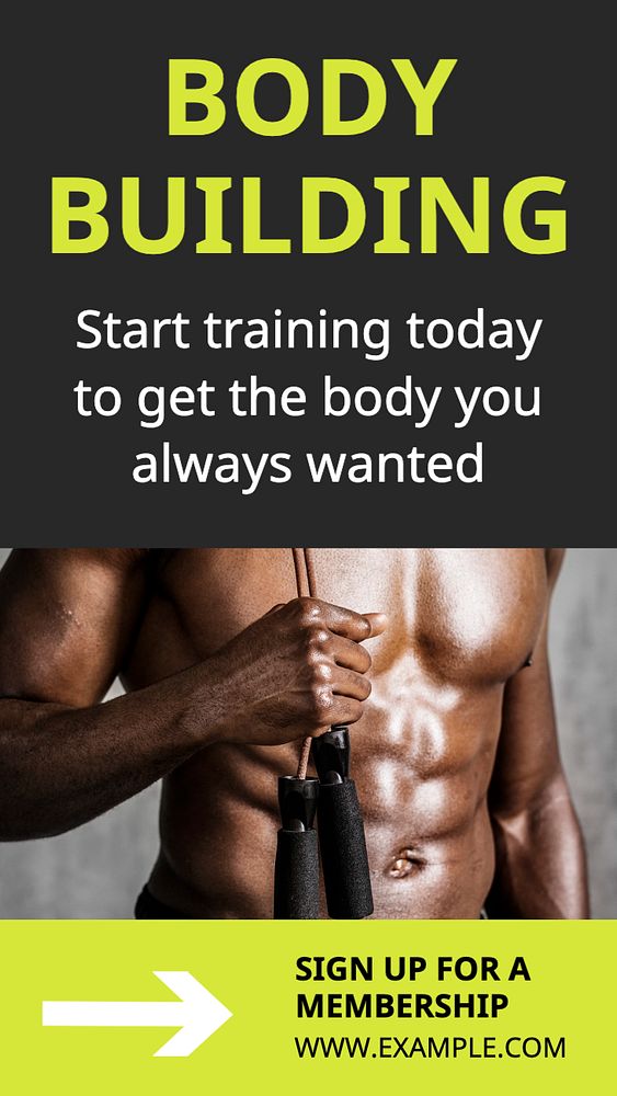 Body building  Instagram story template, editable text