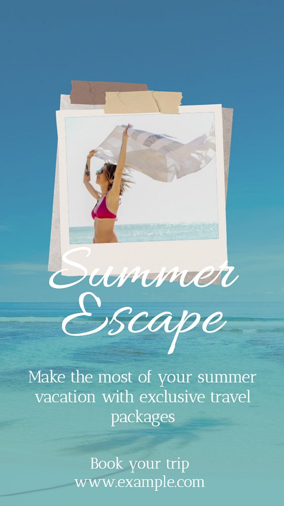 Summer escape  Instagram story template, editable text