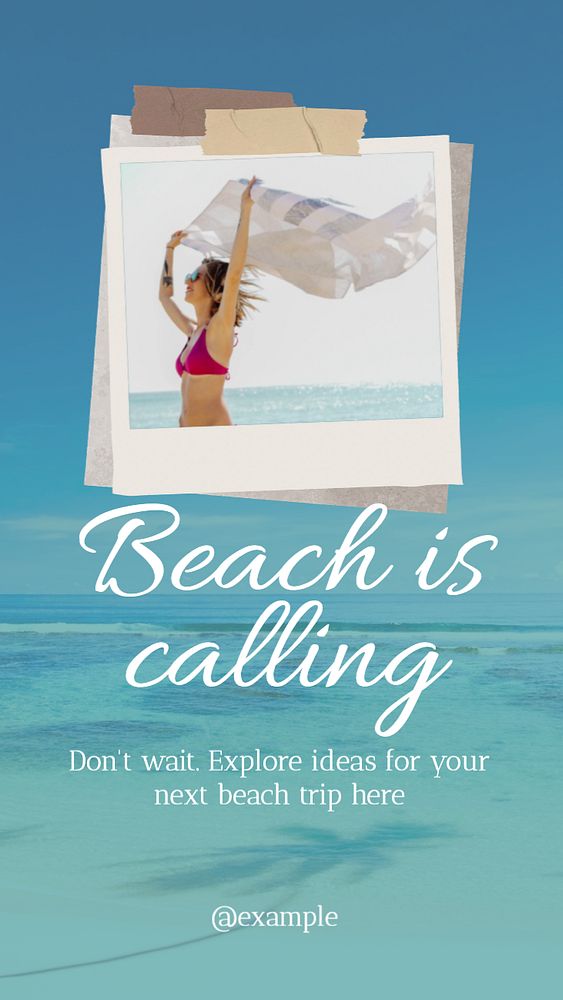 Beach is calling  Instagram story template, editable text