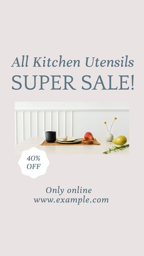 Kitchen sale  Instagram story template, editable text