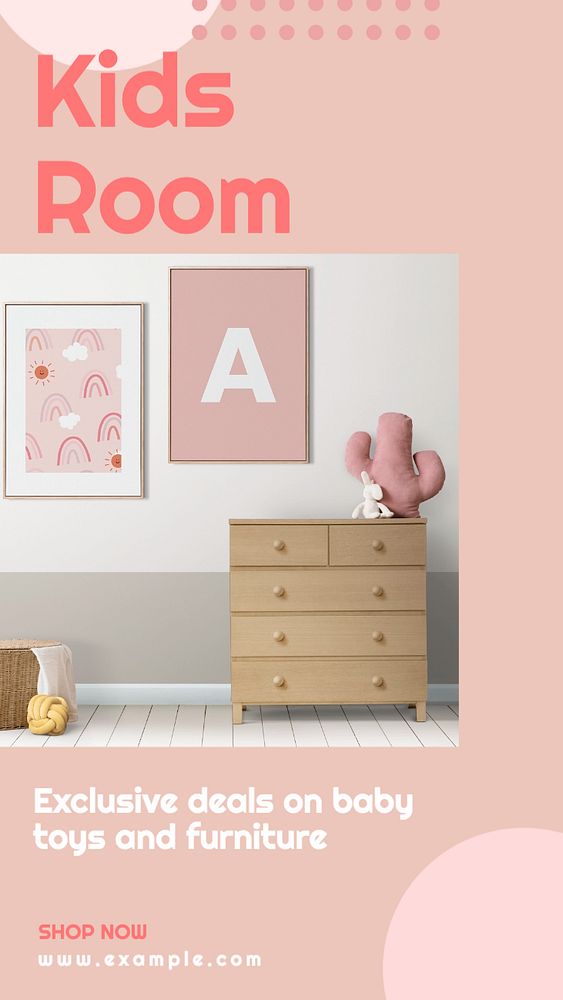 Kid's room  Instagram story template, editable text