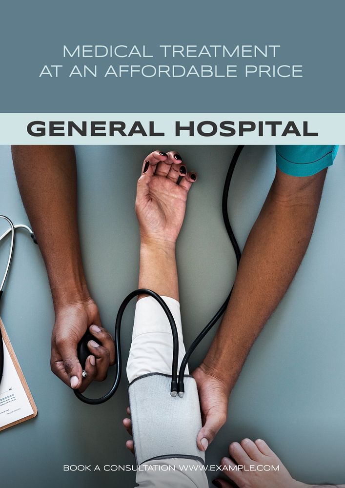 General hospital  poster template, editable text and design