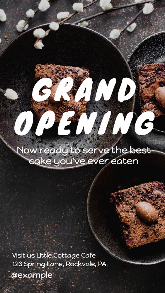 Bakery grand opening  Instagram story template, editable text