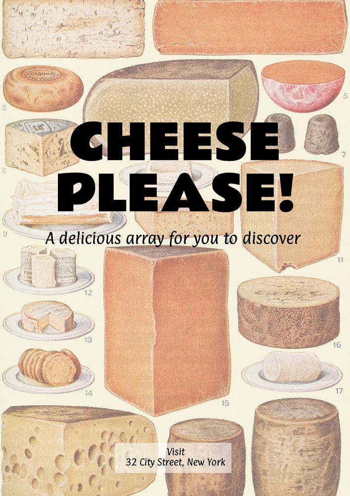 Cheese  poster template, editable text and design