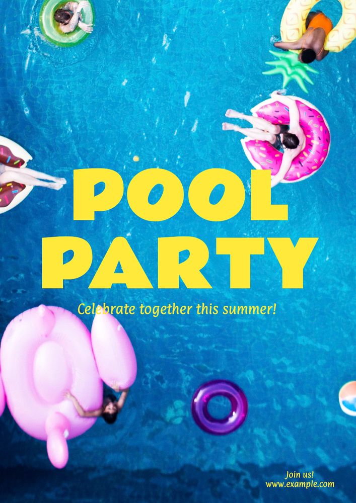 Pool party  poster template, editable text and design