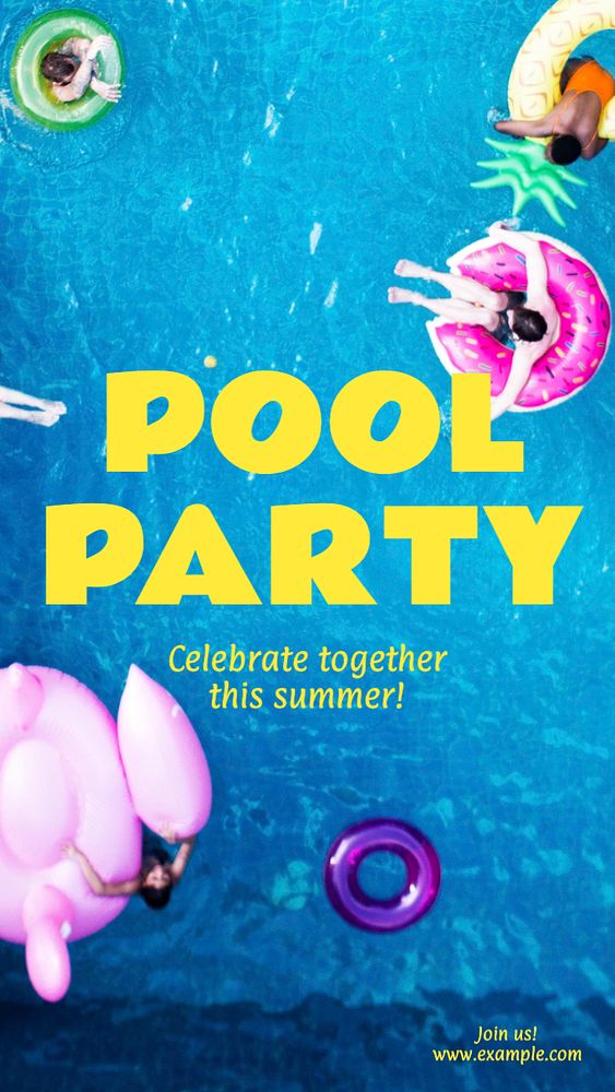 Pool party  Instagram story template, editable text