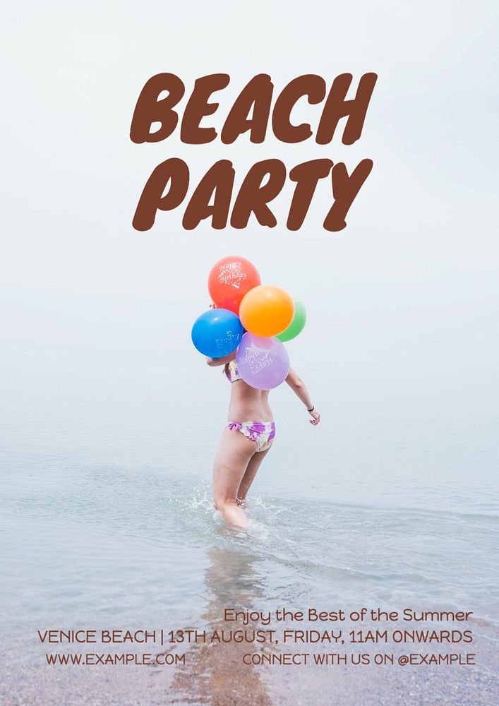 Beach party summer  poster template, editable text and design