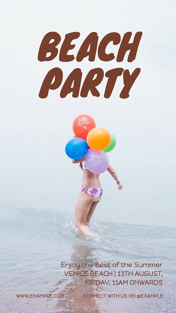 Beach party summer  Instagram story template, editable text