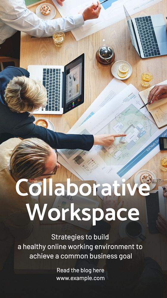 Collaborative workspace  Instagram story template, editable text