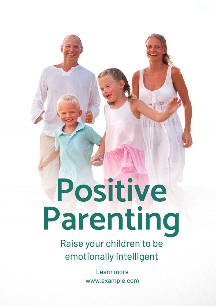 Positive parenting  poster template, editable text and design