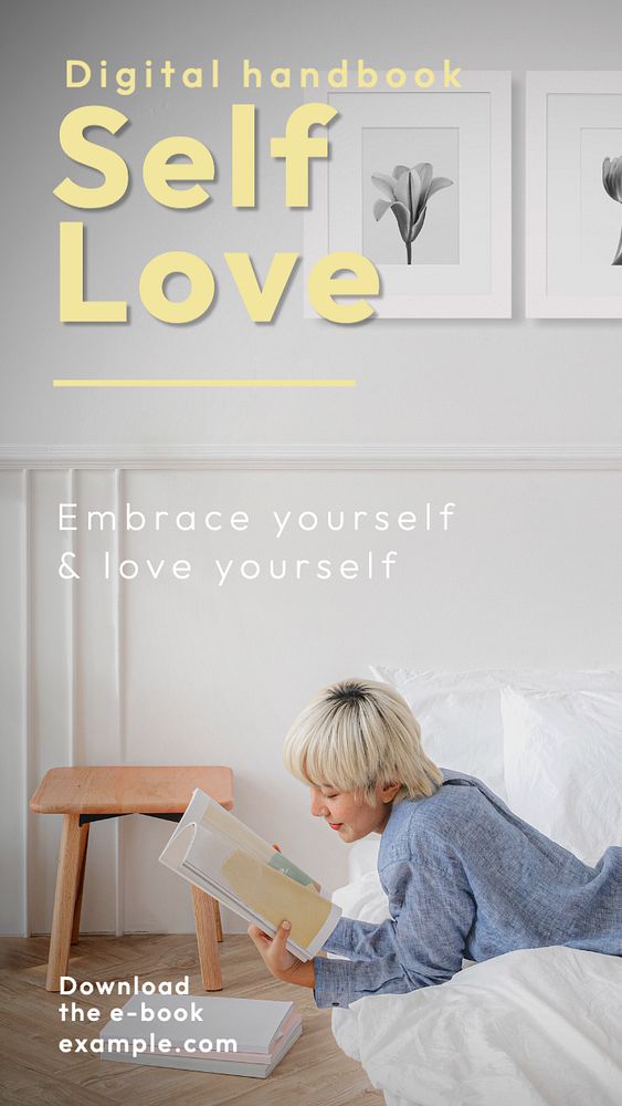 Self love ebook Instagram story template, editable text