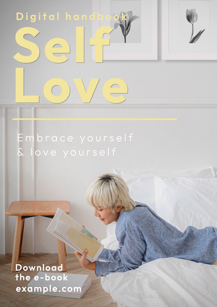 Self love ebook poster template, editable text and design