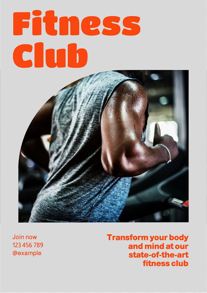 Fitness Gym Club poster template, editable text and design