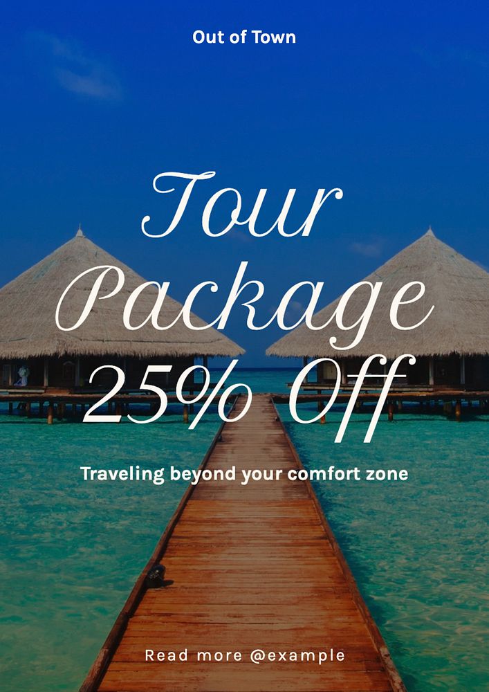 Tour package  poster template, editable text and design