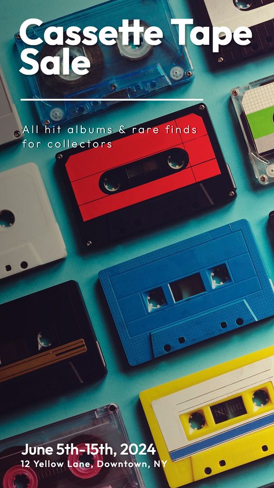 Cassette tape sale  Instagram story template, editable text