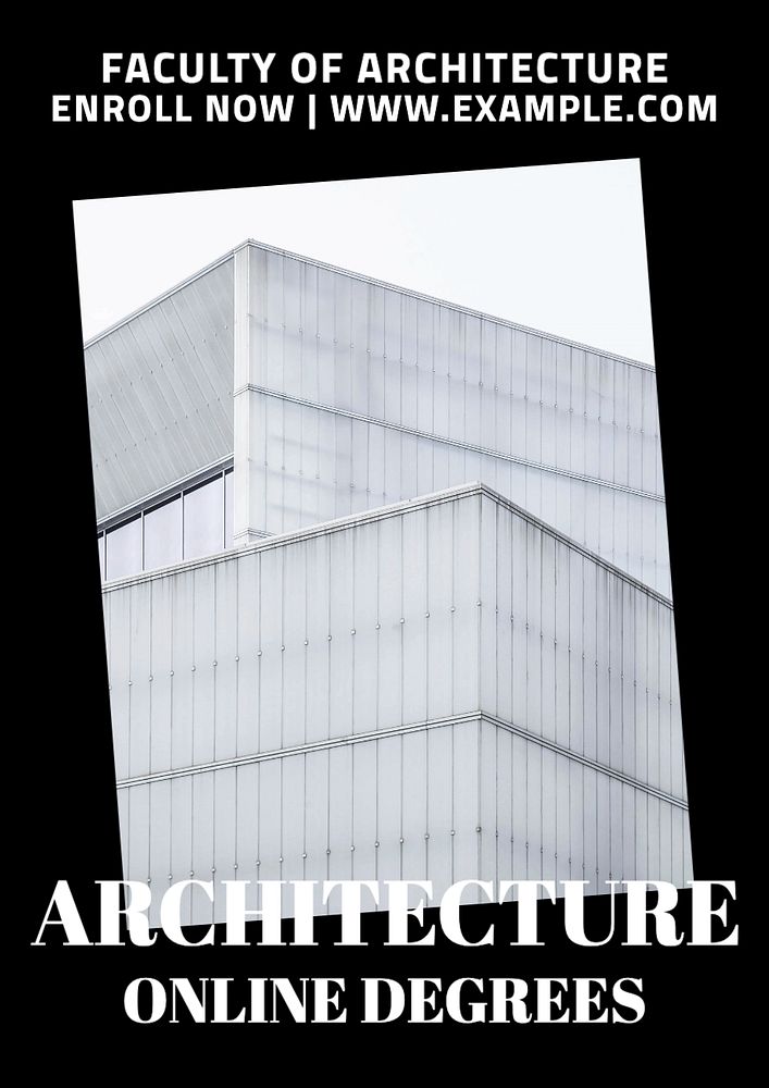 Architecture, online degrees poster template, editable text and design