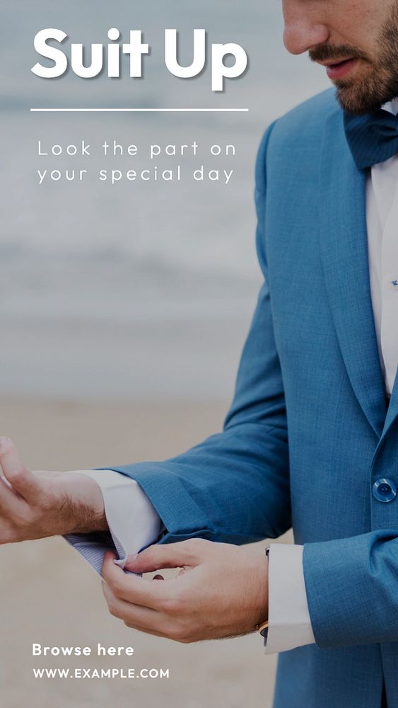 Suit up  Instagram story template, editable text