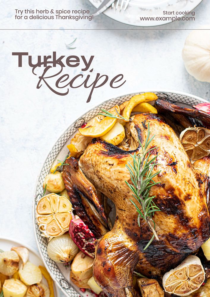 Turkey recipe  poster template, editable text and design