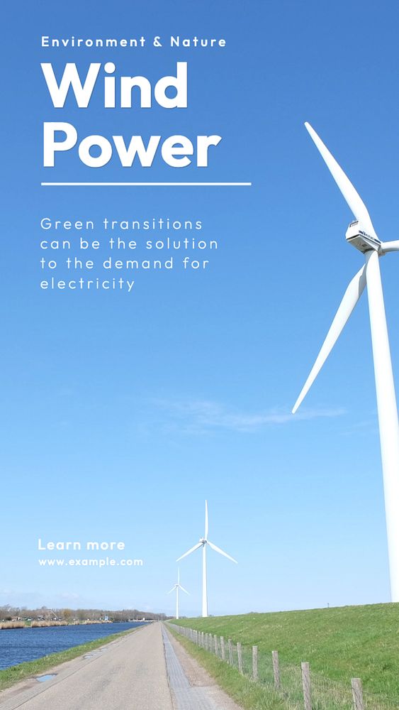 Wind power  Instagram story template, editable text