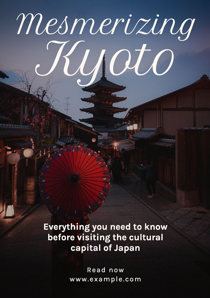 Kyoto travel  poster template, editable text and design