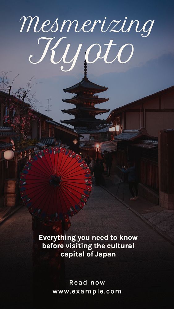 Kyoto travel  Instagram story template, editable text