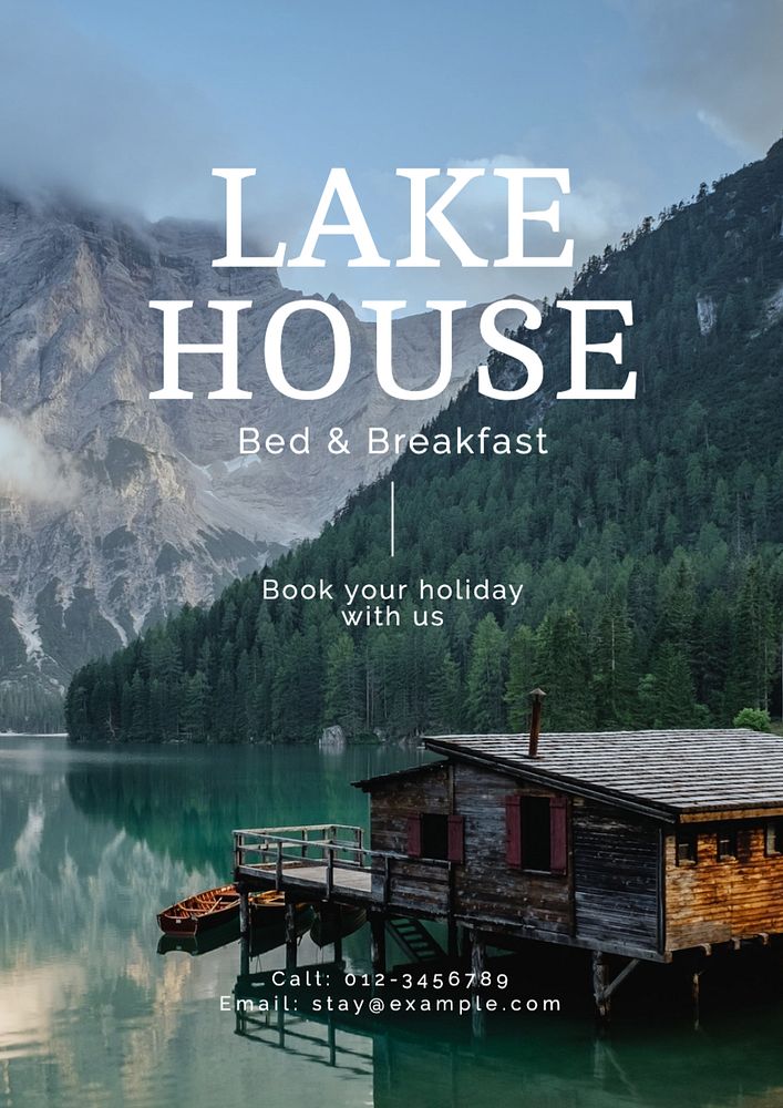 Lake house  poster template, editable text and design