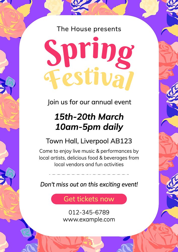 Spring festival editable poster template