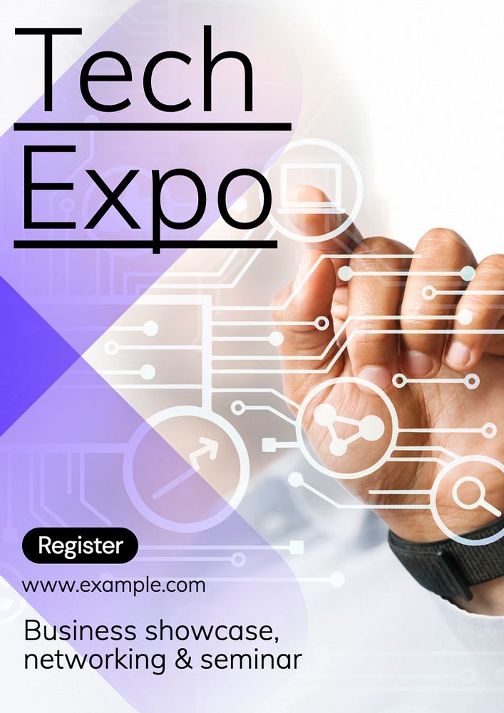 Tech expo  poster template, editable text and design