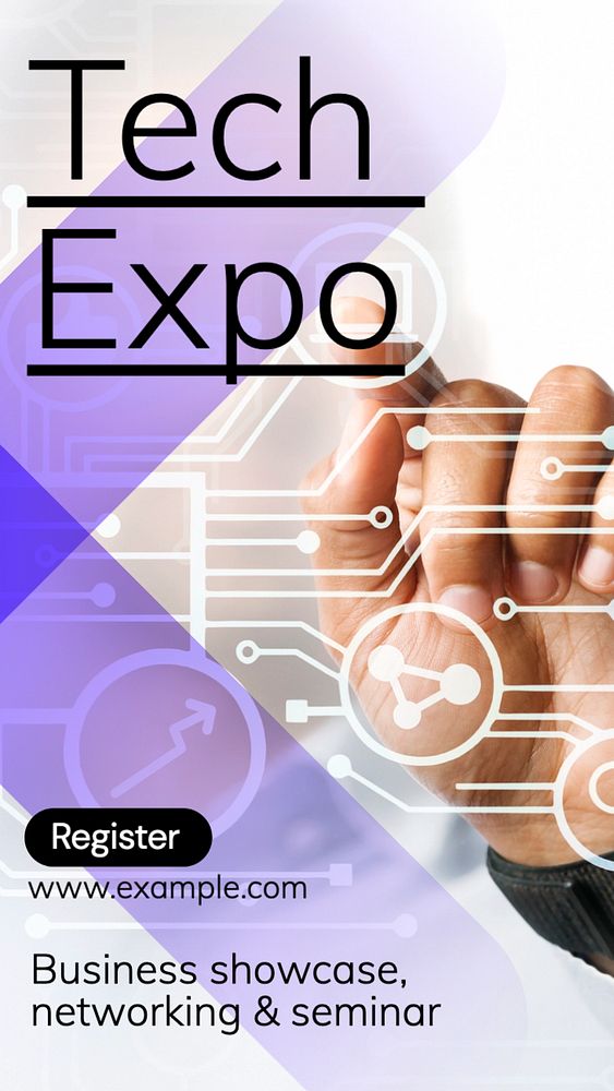 Tech expo  Instagram story template, editable text