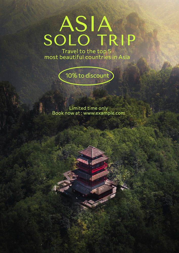 Asia Solo Trip  poster template, editable text and design