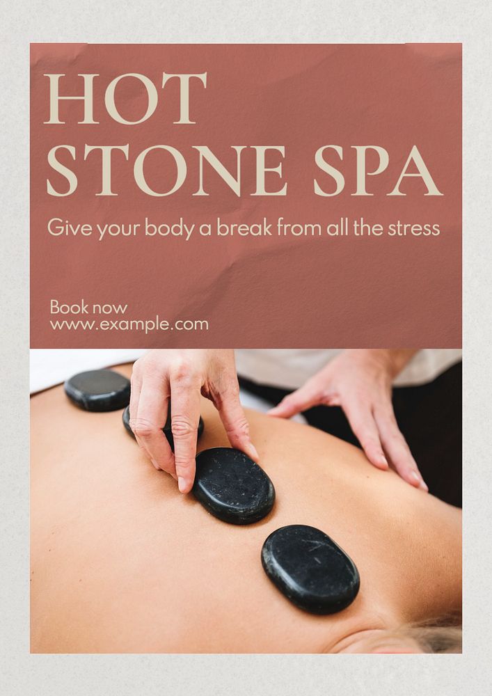 Hot stone spa  poster template, editable text and design