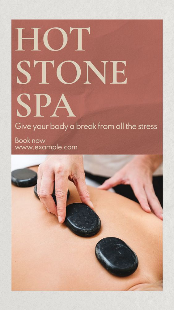 Hot stone spa  Instagram story template, editable text