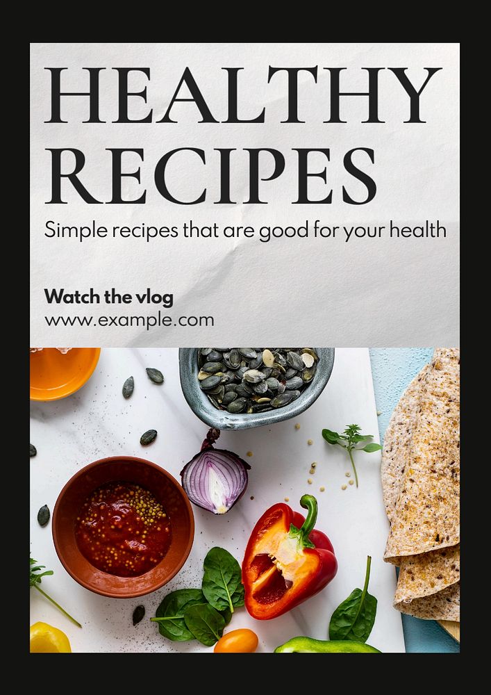 Healthy recipes  poster template, editable text and design