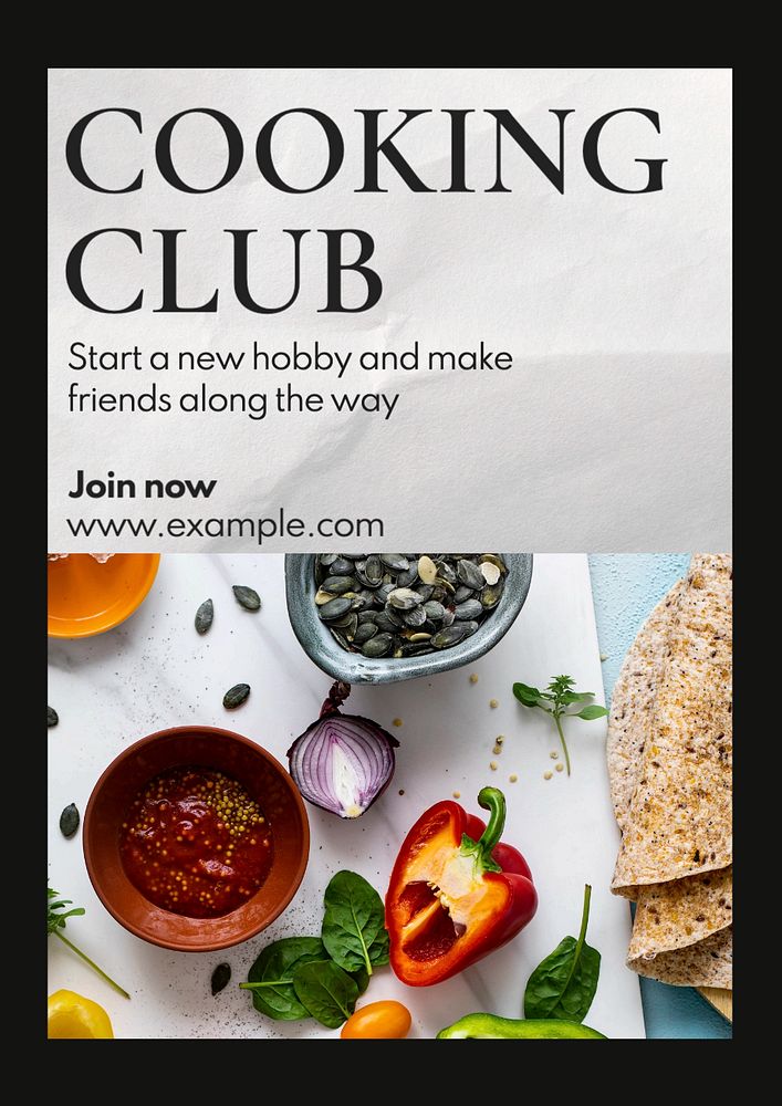 Cooking club  poster template, editable text and design