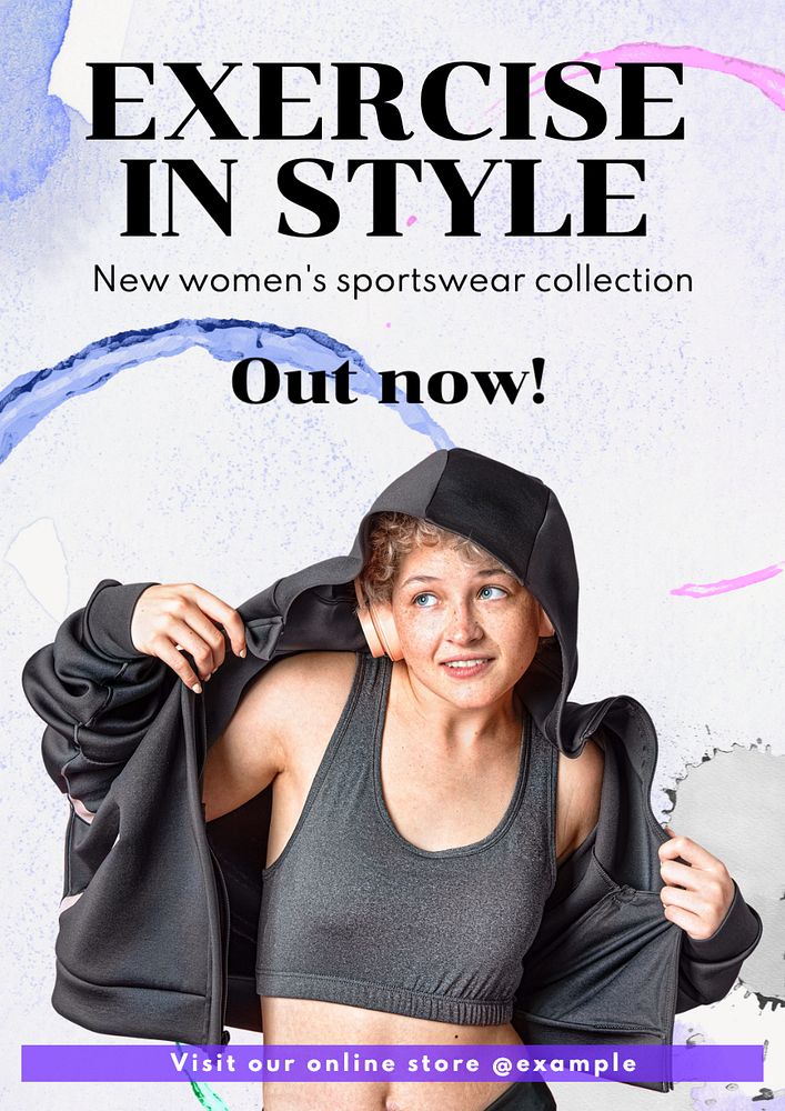 Sportswear collection poster template, editable text and design