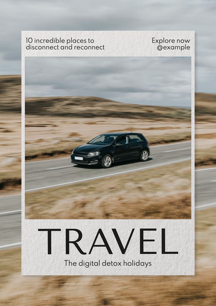 Travel  poster template, editable text and design