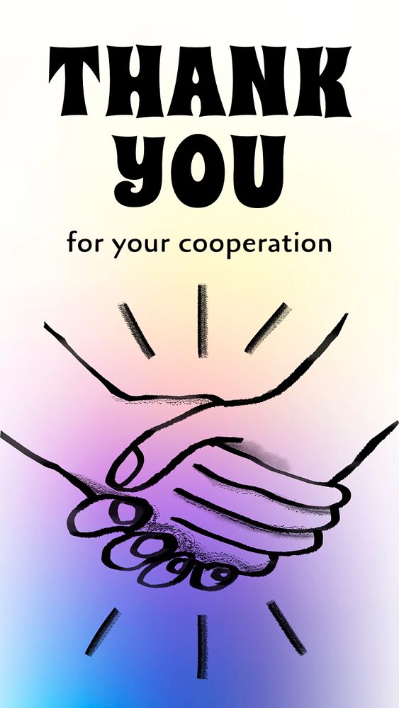 Thank you, cooperation Instagram story template, editable design