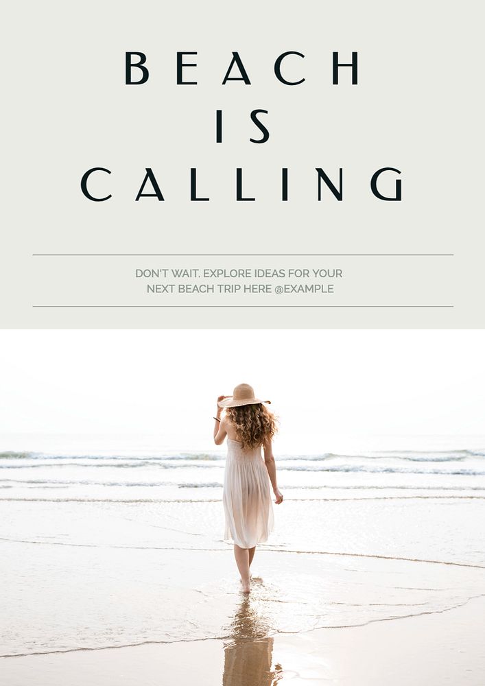 Beach is calling poster template, editable text and design