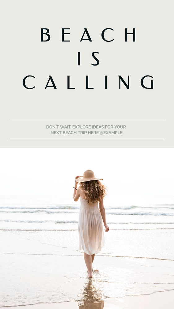 Beach is calling Instagram story template, editable text