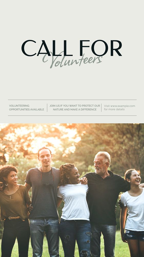 Call for volunteers Instagram story template, editable text