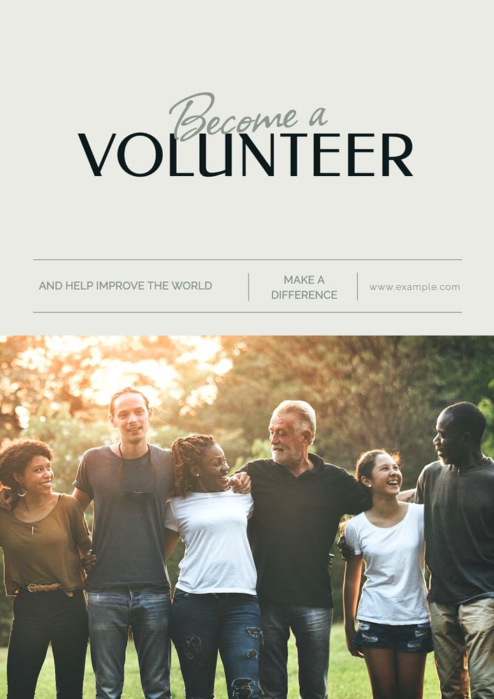 Become a volunteer poster template, editable text and design