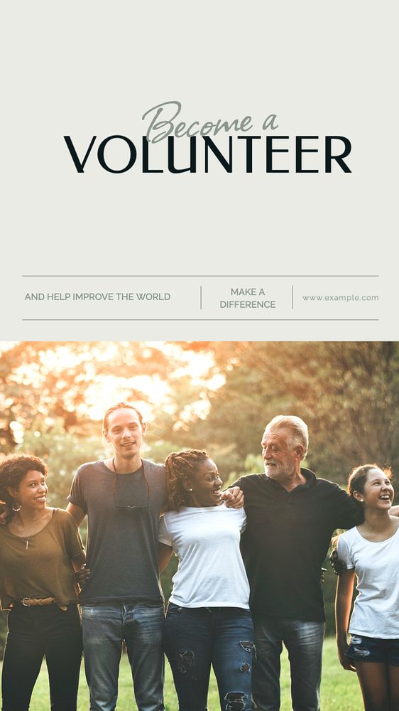 Become a volunteer Instagram story template, editable text