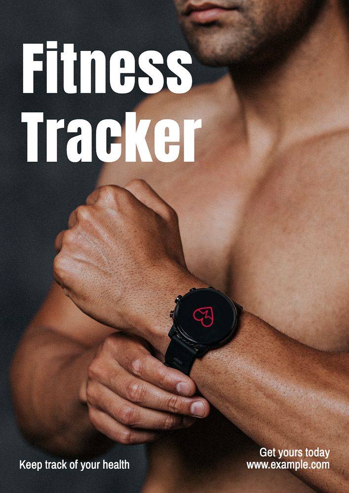 Fitness tracker poster template, editable text and design