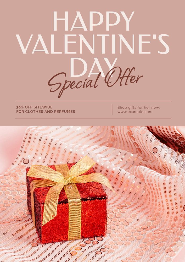 Valentine's day sale poster template, editable text and design