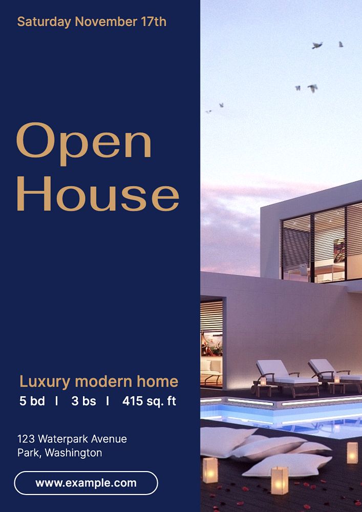 Open house poster template, editable text and design