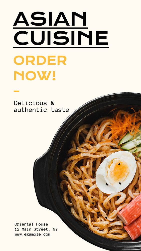 Asian cuisine  Instagram story template, editable text