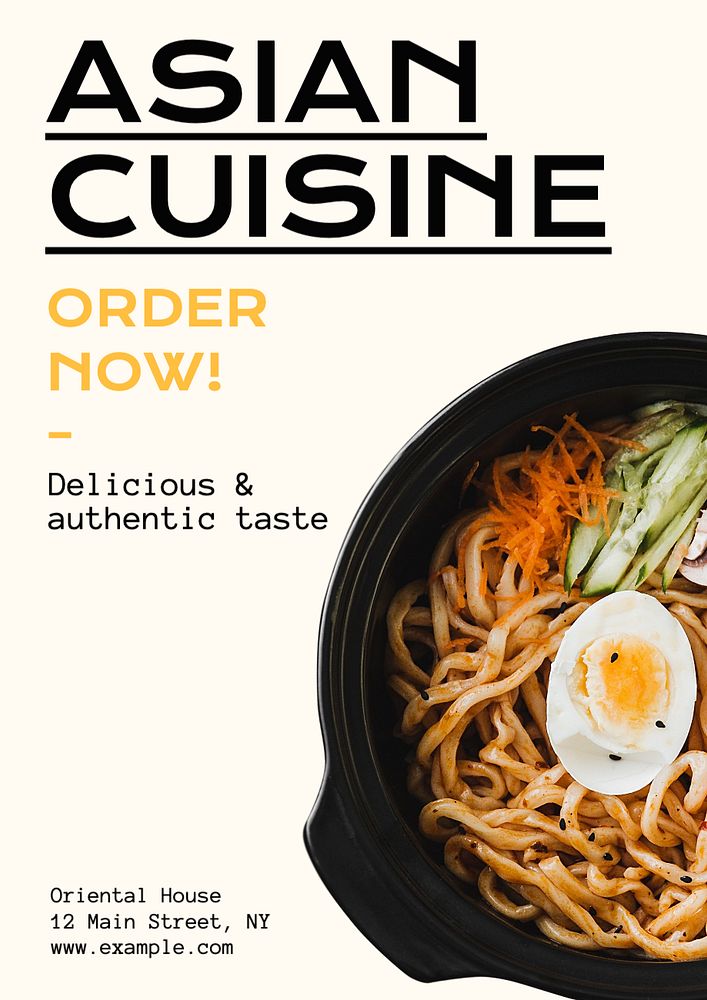 Asian cuisine  poster template, editable text and design